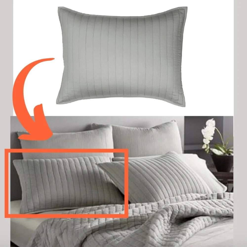 NIB‎ $100 Donna Karan Casual Luxe [ 1 ] Standard Pillow Sham in Grey